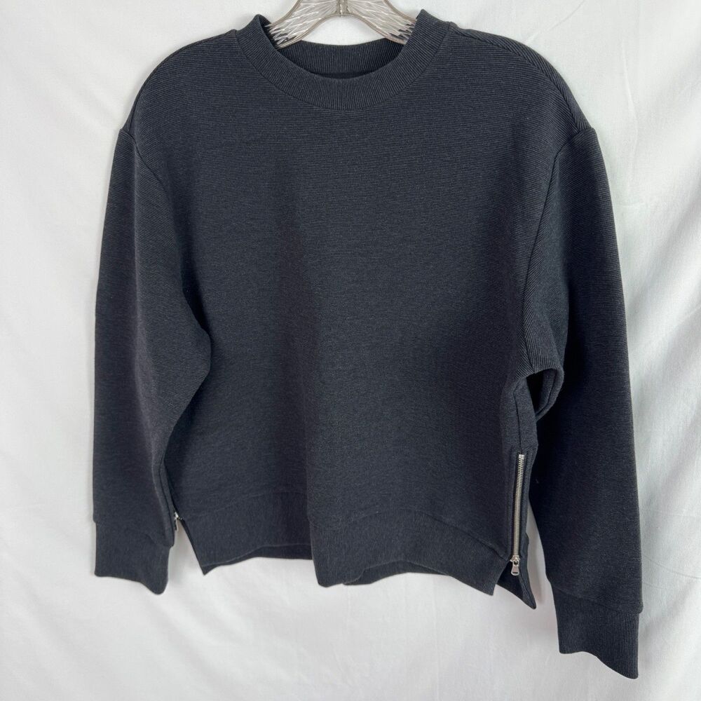 Calia Women's Sweatshirt Top Size Small Dark Gray Side Zipper Accent